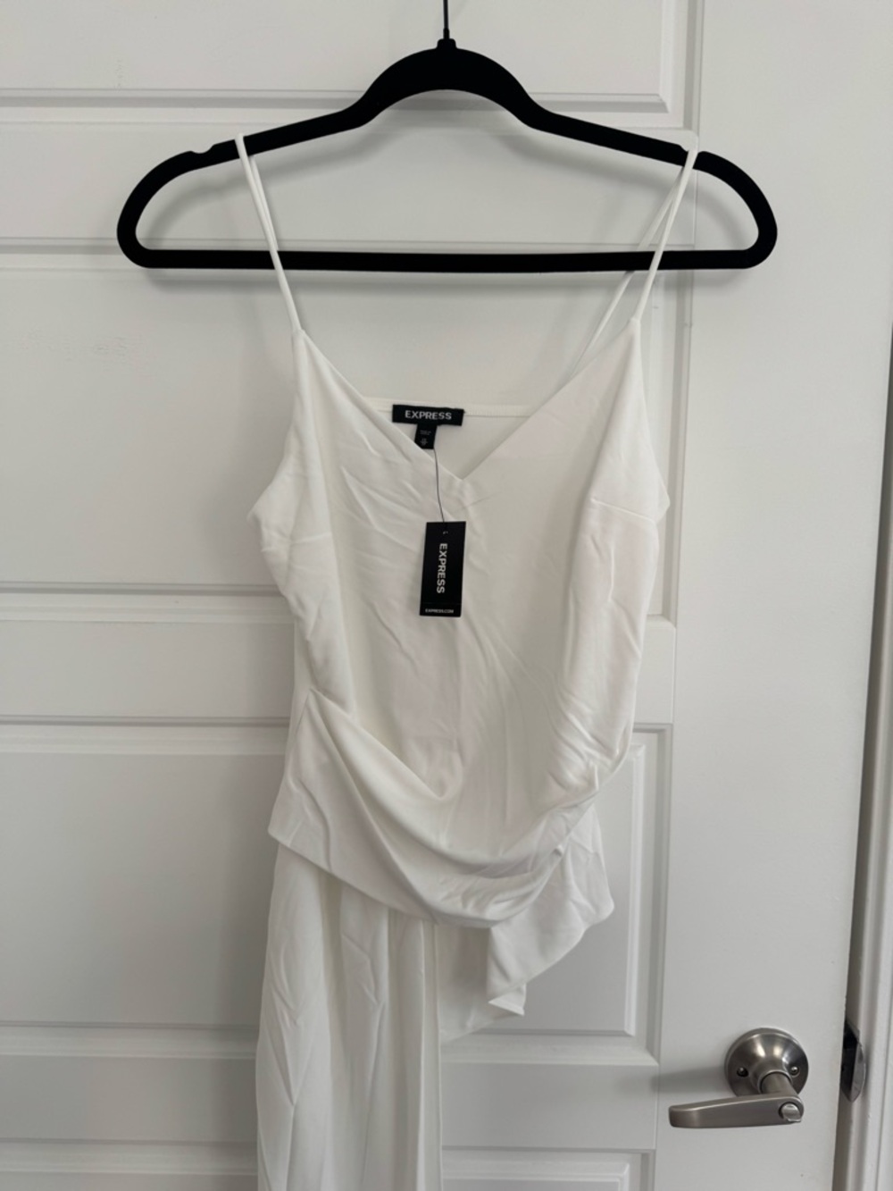 Express White top with asymmetrical hem
